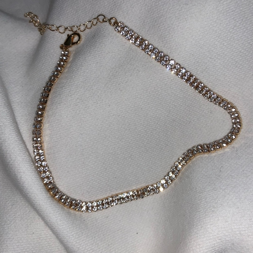 Gold rhinestone choker necklace